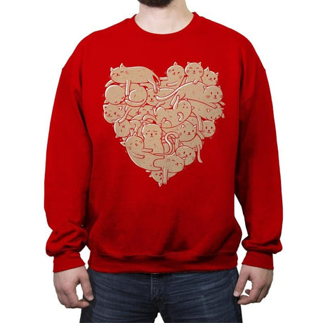 I Love Cats Heart - Crew Neck Sweatshirt Crew Neck Sweatshirt RIPT Apparel Small / Red