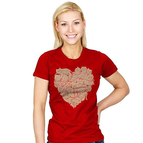I Love Cats Heart - Womens T-Shirts RIPT Apparel Small / Red