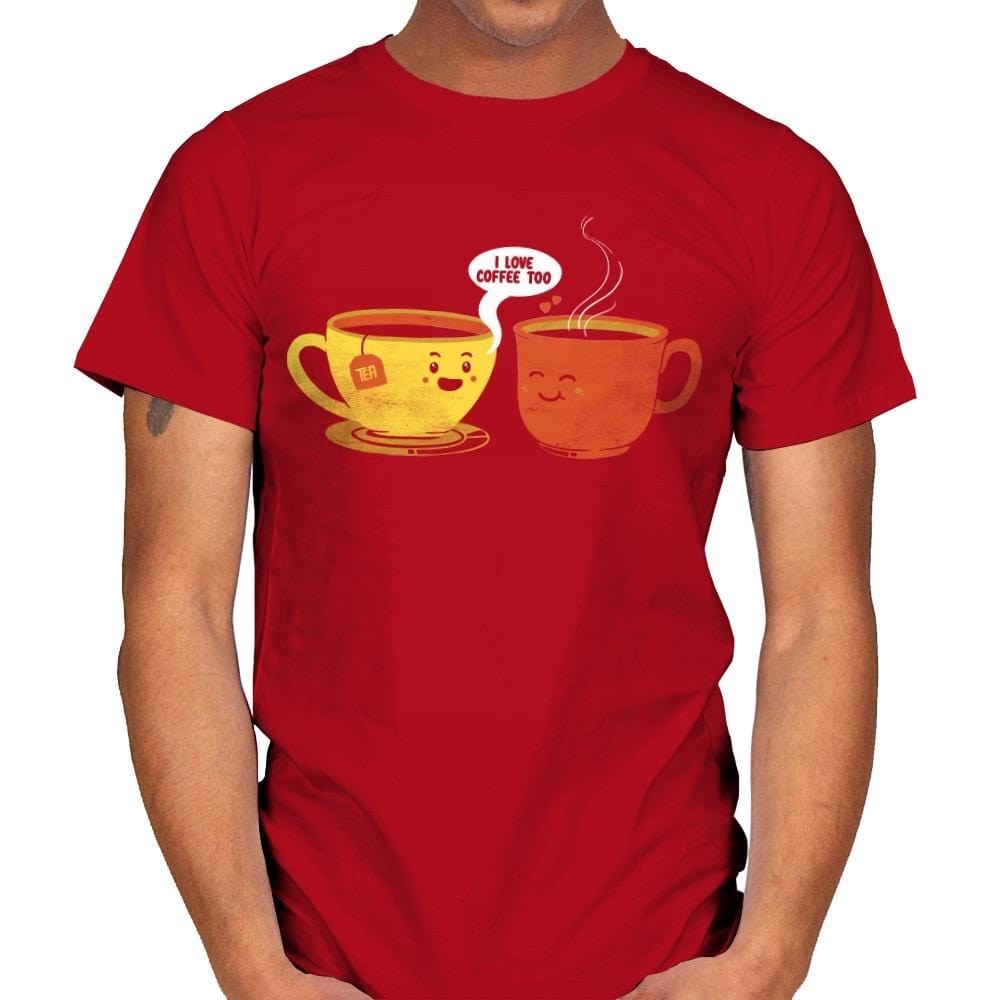 I Love Coffee Too - Mens T-Shirts RIPT Apparel Small / Red