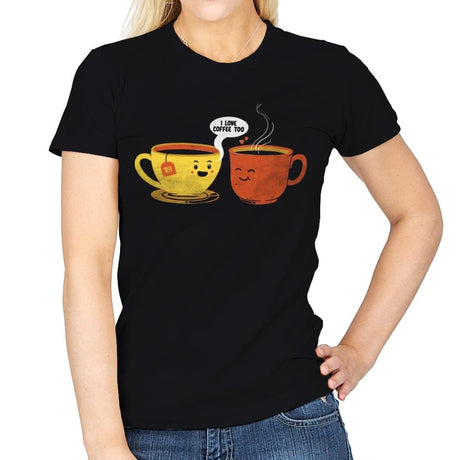 I Love Coffee Too - Womens T-Shirts RIPT Apparel Small / Black