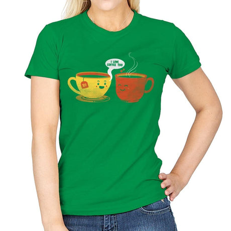 I Love Coffee Too - Womens T-Shirts RIPT Apparel Small / Irish Green
