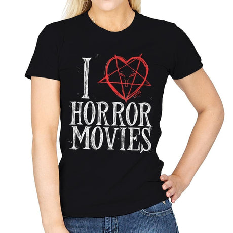 I Love Horror Movies - Womens T-Shirts RIPT Apparel Small / Black