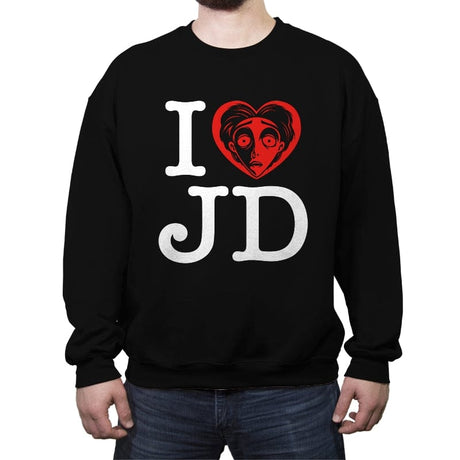I Love JD - Crew Neck Sweatshirt Crew Neck Sweatshirt RIPT Apparel Small / Black