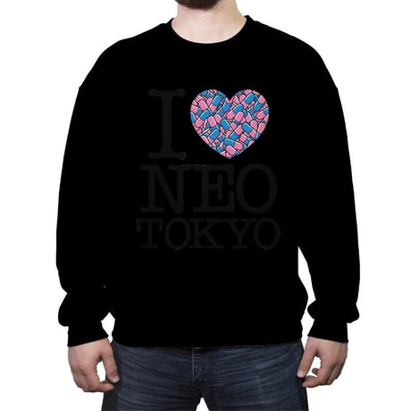 I Love Neo Tokyo - Crew Neck Sweatshirt Crew Neck Sweatshirt RIPT Apparel