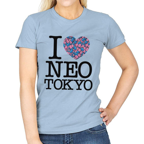 I Love Neo Tokyo - Womens T-Shirts RIPT Apparel Small / Light Blue