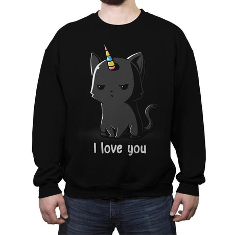 I Love You Cat - Crew Neck Sweatshirt Crew Neck Sweatshirt RIPT Apparel Small / Black