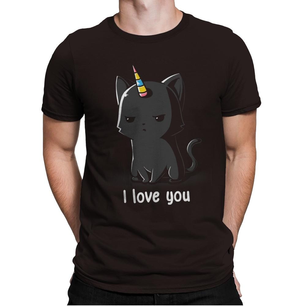 I Love You Cat - Mens Premium T-Shirts RIPT Apparel Small / Dark Chocolate