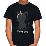 I Love You Cat - Mens T-Shirts RIPT Apparel Small / Black