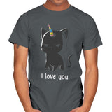 I Love You Cat - Mens T-Shirts RIPT Apparel Small / Charcoal