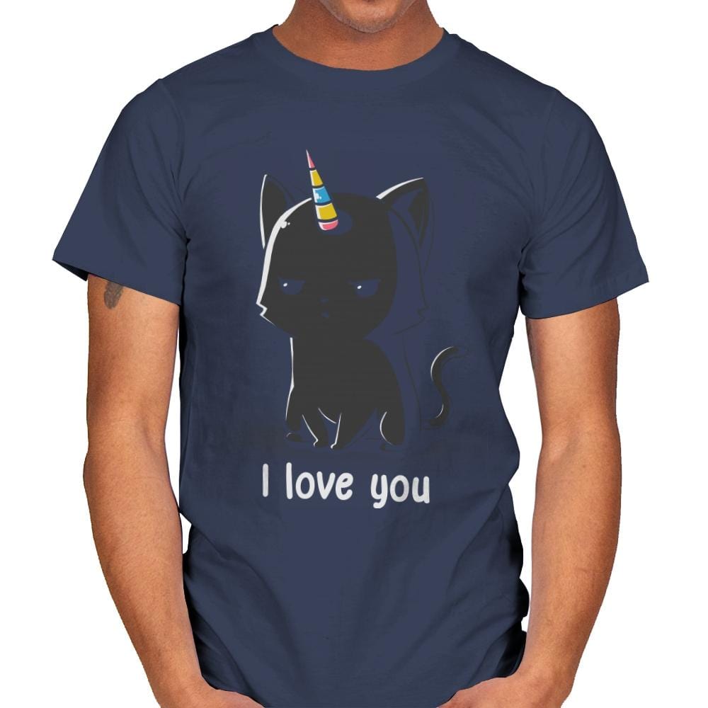 I Love You Cat - Mens T-Shirts RIPT Apparel Small / Navy