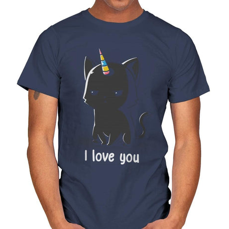 I Love You Cat - Mens T-Shirts RIPT Apparel Small / Navy