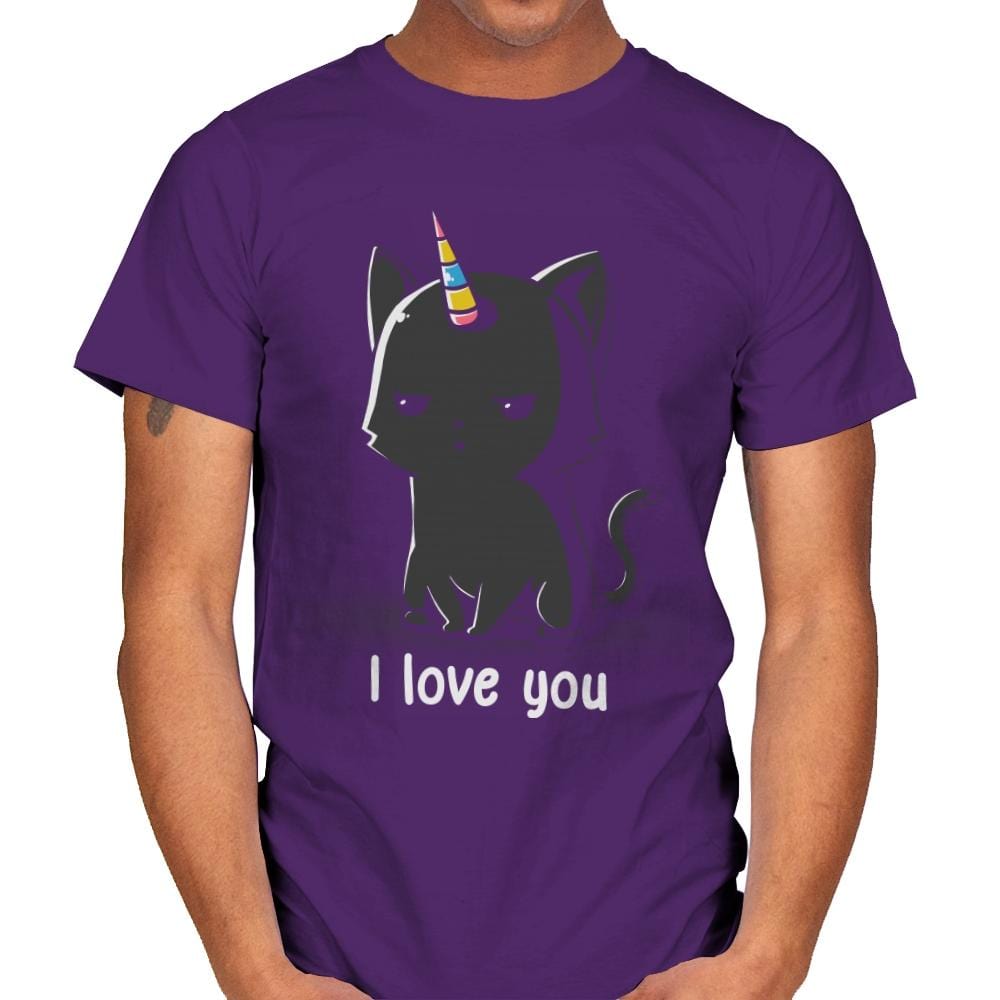 I Love You Cat - Mens T-Shirts RIPT Apparel Small / Purple