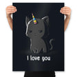 I Love You Cat - Prints Posters RIPT Apparel 18x24 / Black
