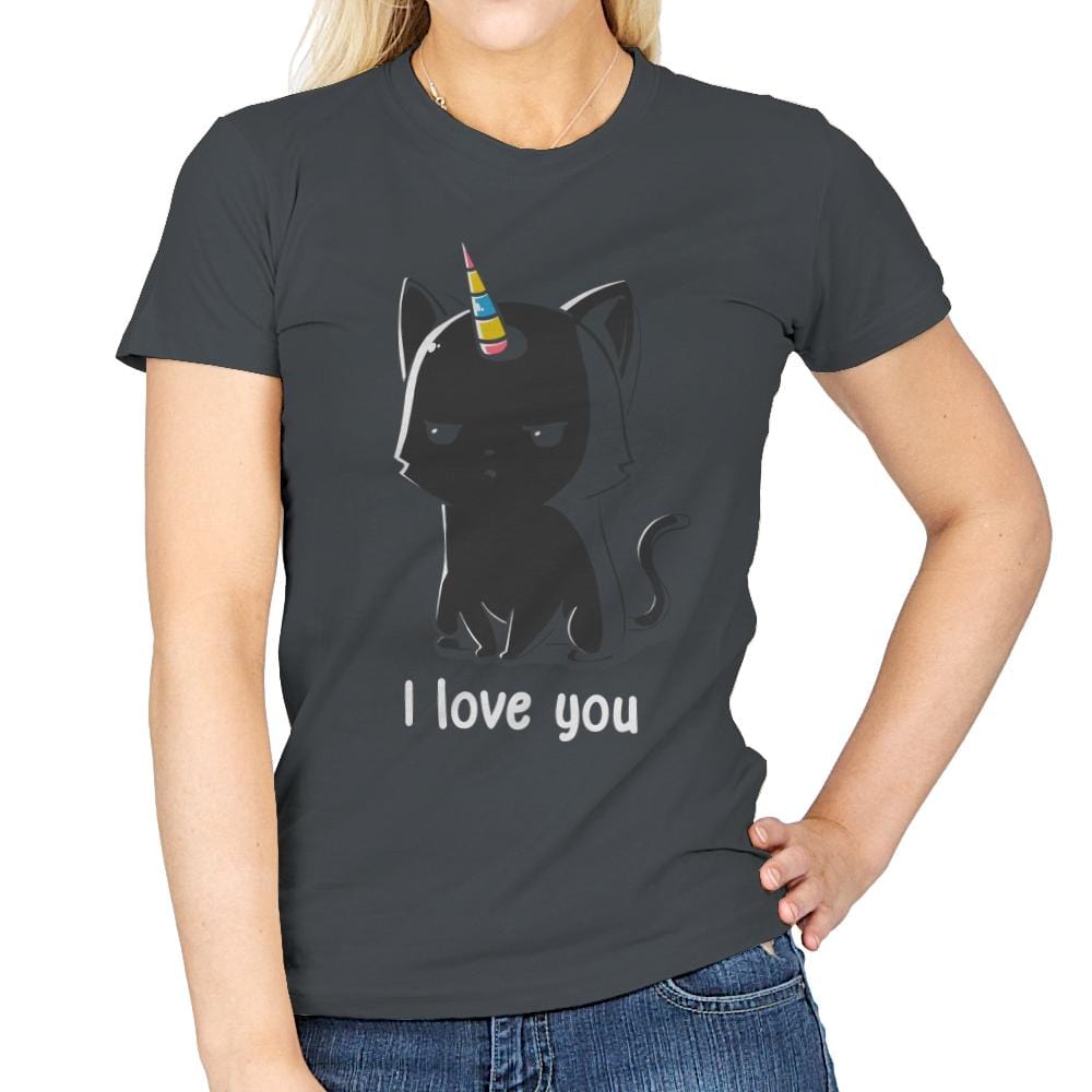 I Love You Cat - Womens T-Shirts RIPT Apparel Small / Charcoal