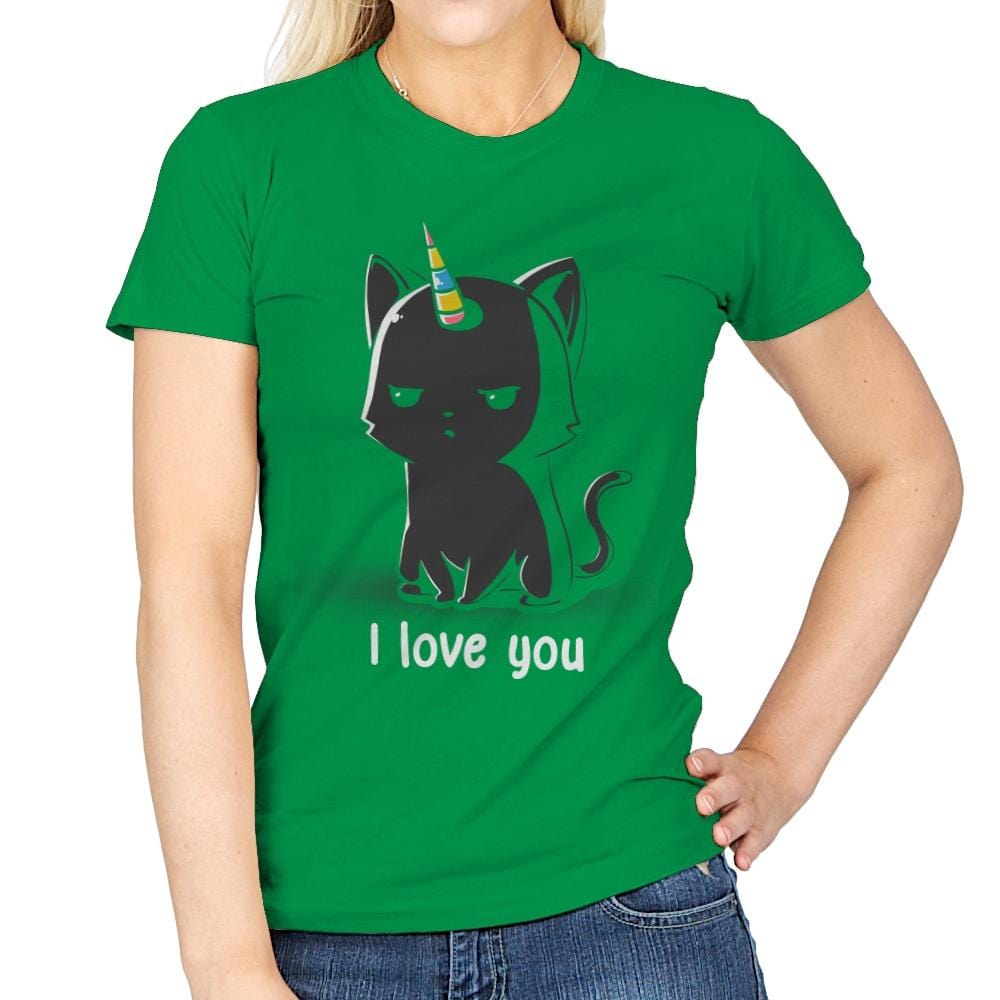 I Love You Cat - Womens T-Shirts RIPT Apparel Small / Irish Green