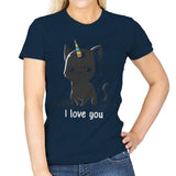 I Love You Cat - Womens T-Shirts RIPT Apparel Small / Navy