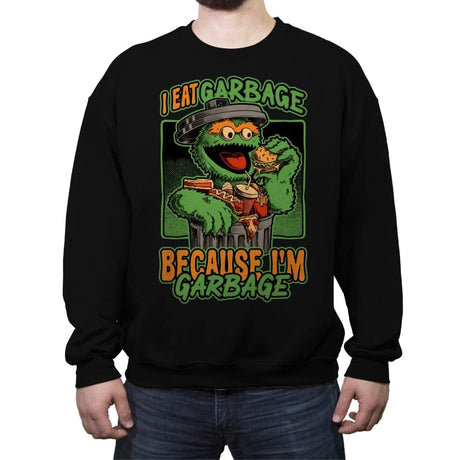 I'm Garbage - Funny Fastfood Puppet - Crew Neck Sweatshirt Crew Neck Sweatshirt RIPT Apparel Small / Black