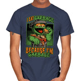 I'm Garbage - Funny Fastfood Puppet - Mens T-Shirts RIPT Apparel Small / Navy