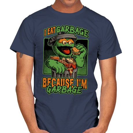 I'm Garbage - Funny Fastfood Puppet - Mens T-Shirts RIPT Apparel Small / Navy