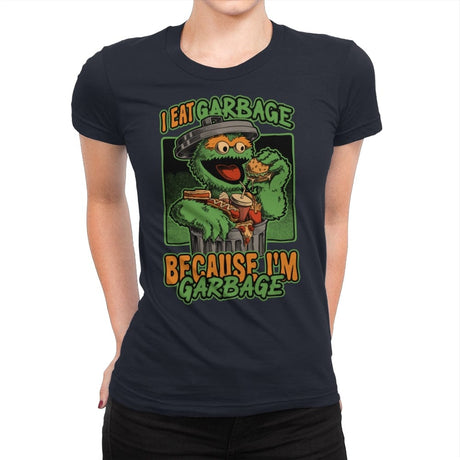 I'm Garbage - Funny Fastfood Puppet - Womens Premium T-Shirts RIPT Apparel Small / Midnight Navy