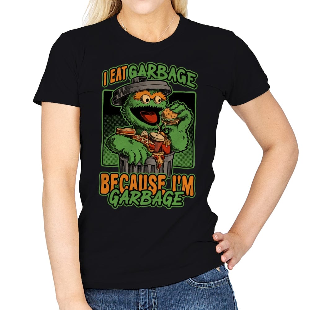 I'm Garbage - Funny Fastfood Puppet - Womens T-Shirts RIPT Apparel Small / Black