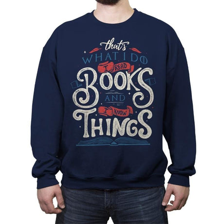 I Read Books - Crew Neck Sweatshirt Crew Neck Sweatshirt RIPT Apparel Small / Navy