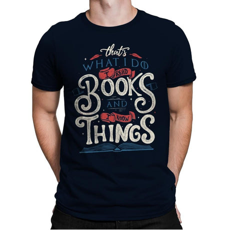 I Read Books - Mens Premium T-Shirts RIPT Apparel Small / Midnight Navy
