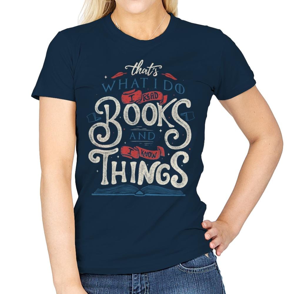 I Read Books - Womens T-Shirts RIPT Apparel Small / Navy