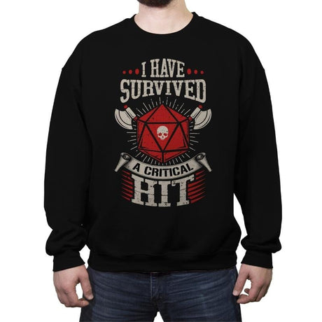 I Survived a Critical Hit - Crew Neck Sweatshirt Crew Neck Sweatshirt RIPT Apparel Small / Black