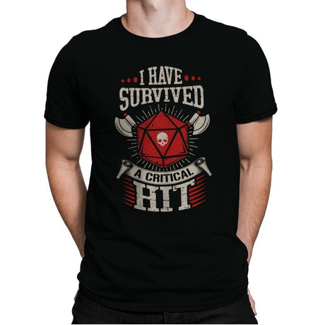 I Survived a Critical Hit - Mens Premium T-Shirts RIPT Apparel Small / Black