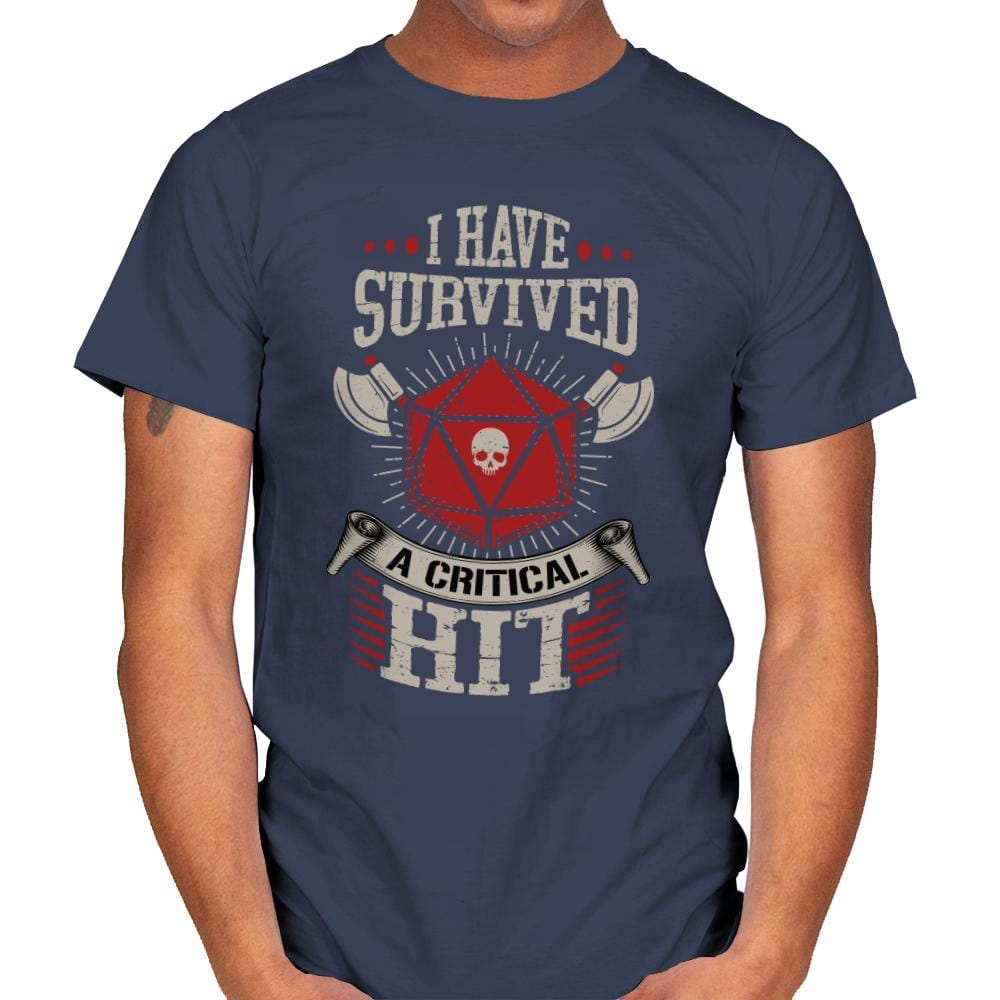 I Survived a Critical Hit - Mens T-Shirts RIPT Apparel Small / Navy