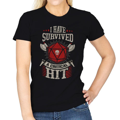 I Survived a Critical Hit - Womens T-Shirts RIPT Apparel Small / Black