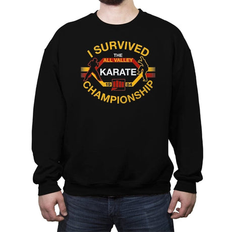 I Survived All Valley Karate - Crew Neck Sweatshirt Crew Neck Sweatshirt RIPT Apparel Small / Black