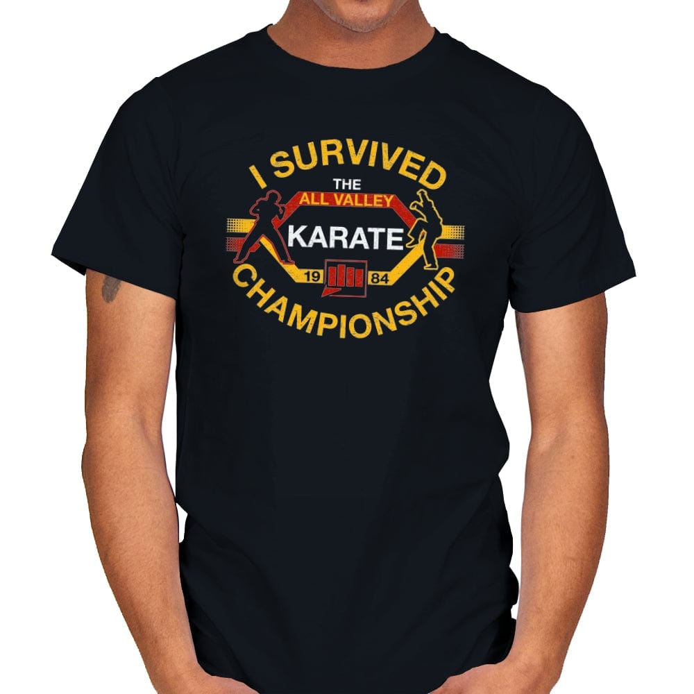 I Survived All Valley Karate - Mens T-Shirts RIPT Apparel Small / Black