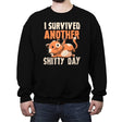 I Survived Another Shitty Day - Crew Neck Sweatshirt Crew Neck Sweatshirt RIPT Apparel Small / Black