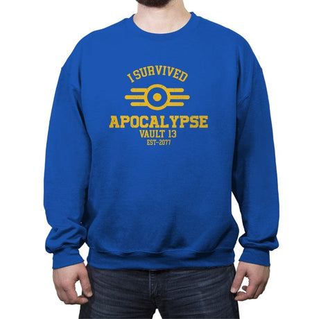 I Survived Apocalypse - Crew Neck Sweatshirt Crew Neck Sweatshirt RIPT Apparel Small / Royal