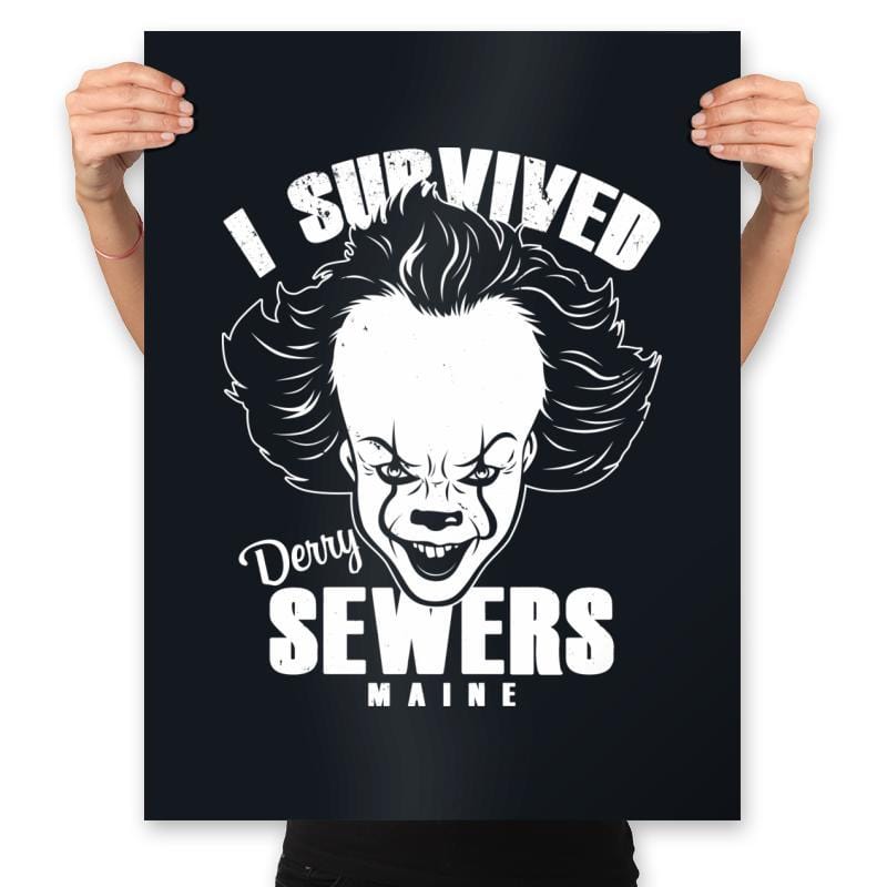 I Survived Derry Sewers - Prints Posters RIPT Apparel 18x24 / Black