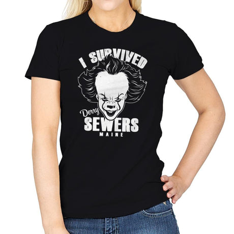 I Survived Derry Sewers - Womens T-Shirts RIPT Apparel Small / Black