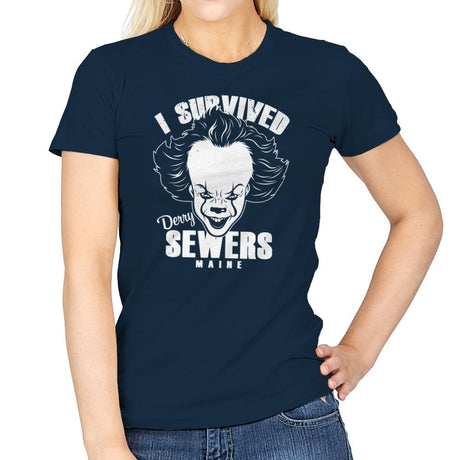 I Survived Derry Sewers - Womens T-Shirts RIPT Apparel Small / Navy
