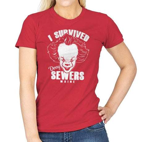 I Survived Derry Sewers - Womens T-Shirts RIPT Apparel Small / Red