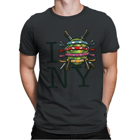 I (Turtle) NY - Art attack - Mens Premium T-Shirts RIPT Apparel Small / Heavy Metal