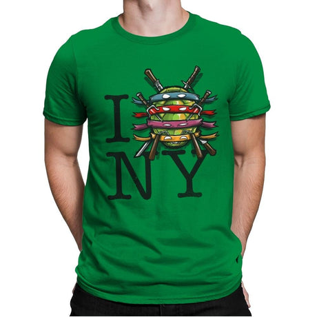 I (Turtle) NY - Art attack - Mens Premium T-Shirts RIPT Apparel Small / Kelly Green