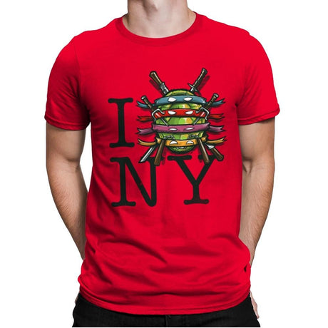 I (Turtle) NY - Art attack - Mens Premium T-Shirts RIPT Apparel Small / Red