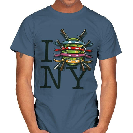 I (Turtle) NY - Art attack - Mens T-Shirts RIPT Apparel Small / Indigo Blue