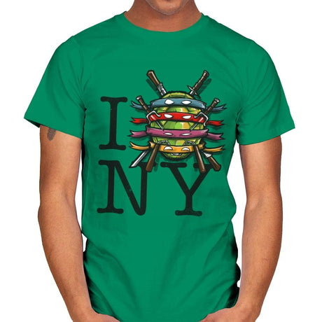 I (Turtle) NY - Art attack - Mens T-Shirts RIPT Apparel Small / Kelly Green