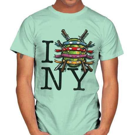 I (Turtle) NY - Art attack - Mens T-Shirts RIPT Apparel Small / Mint Green