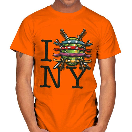 I (Turtle) NY - Art attack - Mens T-Shirts RIPT Apparel Small / Orange