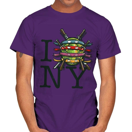 I (Turtle) NY - Art attack - Mens T-Shirts RIPT Apparel Small / Purple