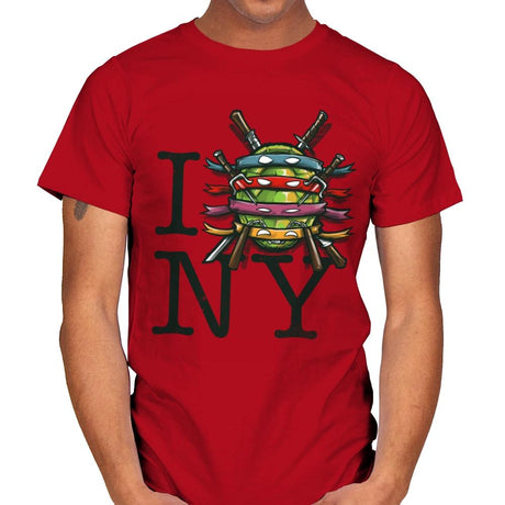 I (Turtle) NY - Art attack - Mens T-Shirts RIPT Apparel Small / Red