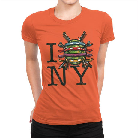 I (Turtle) NY - Art attack - Womens Premium T-Shirts RIPT Apparel Small / Classic Orange
